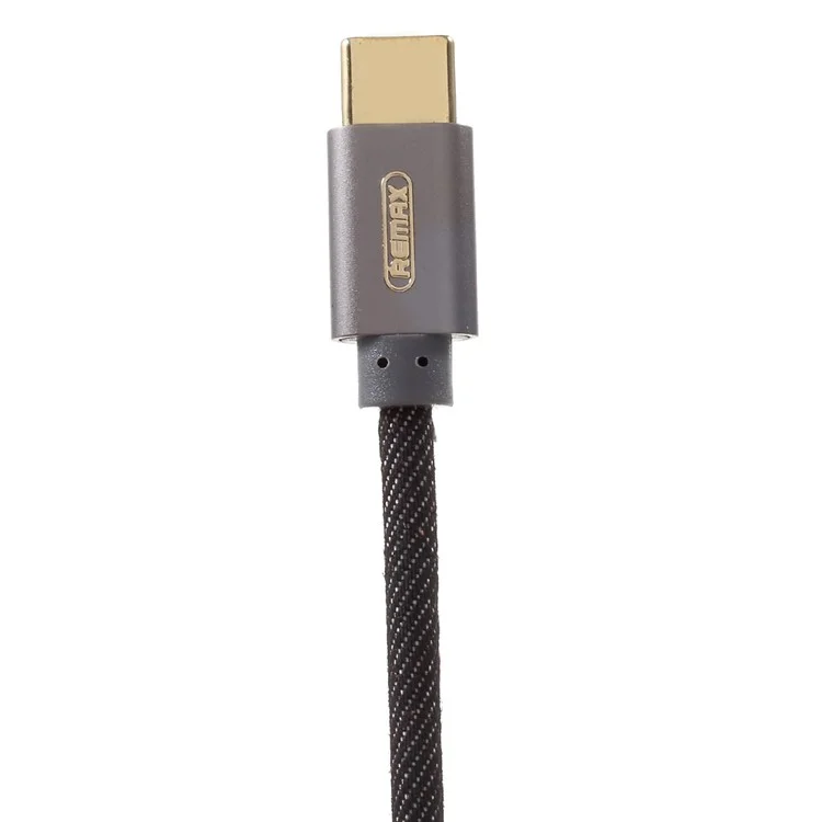 REMAX 1.8m Jean Cloth Texture Type-C Data Sync Charging USB Cable for Samsung Note 8/S8 Etc. - Black