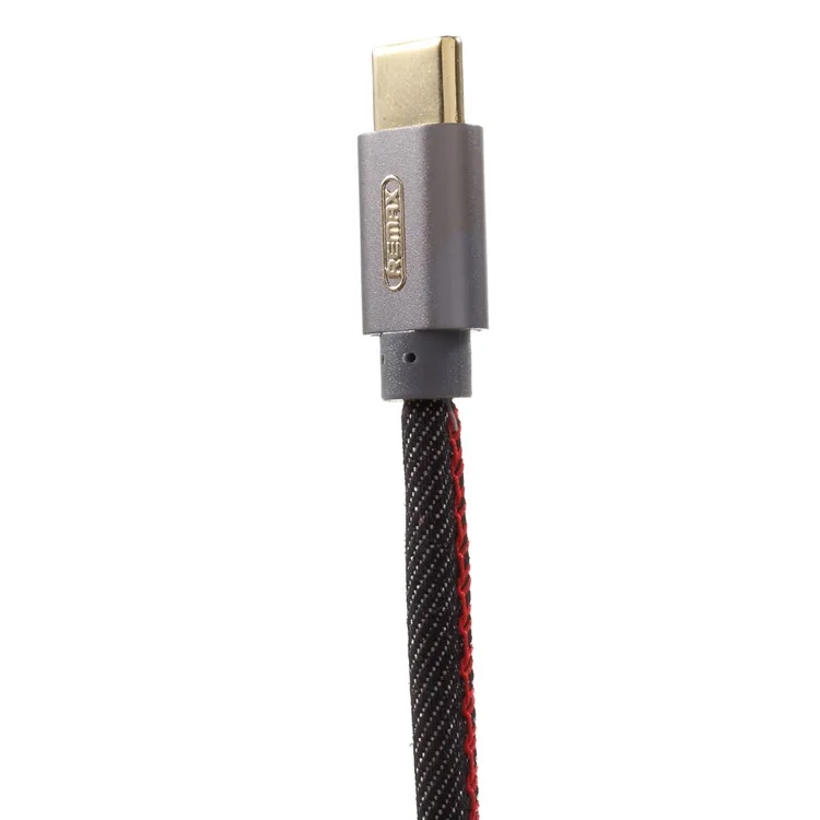 REMAX 1.8m Jean Cloth Texture Type-C Data Sync Charging USB Cable for Samsung Note 8/S8 Etc. - Black