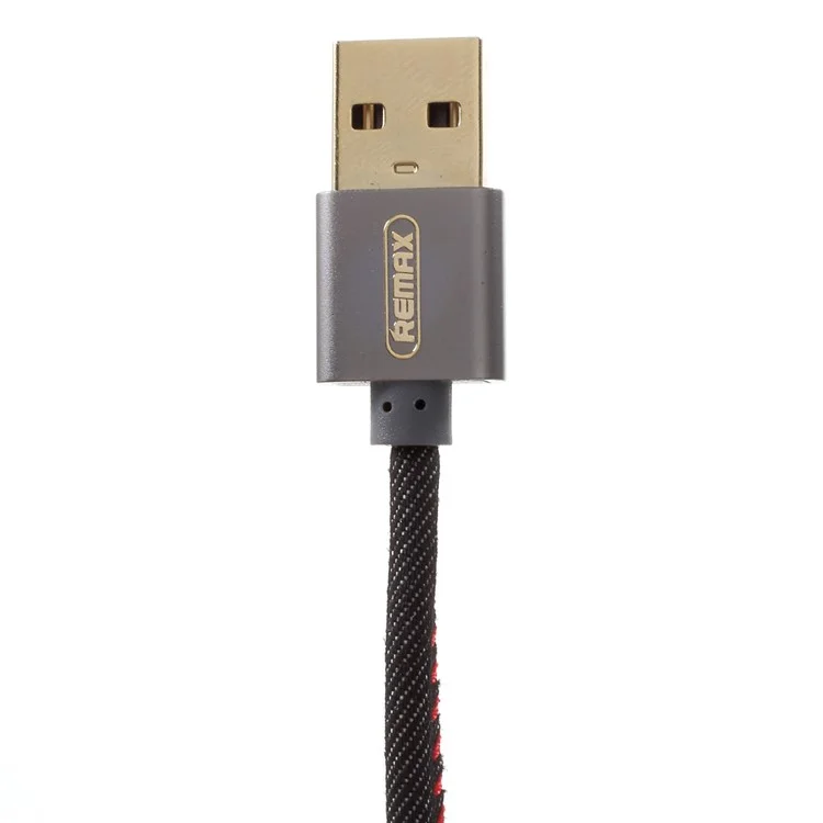REMAX 1.8m Jean Cloth Texture Type-C Data Sync Charging USB Cable for Samsung Note 8/S8 Etc. - Black