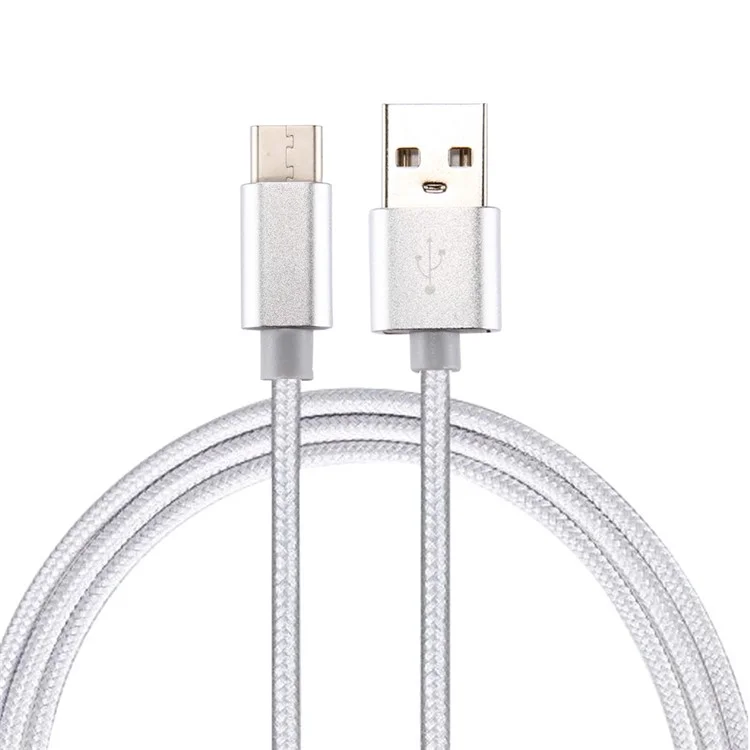 Für iPhone 15 Serie 0,5 m gewebter Textur Typ-C USB umkehrbares Kabel für Samsung Note 8 / S8 / S8 Plus usw. - Weiß