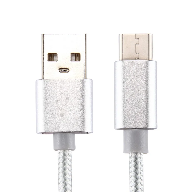 Für iPhone 15 Serie 0,5 m gewebter Textur Typ-C USB umkehrbares Kabel für Samsung Note 8 / S8 / S8 Plus usw. - Weiß