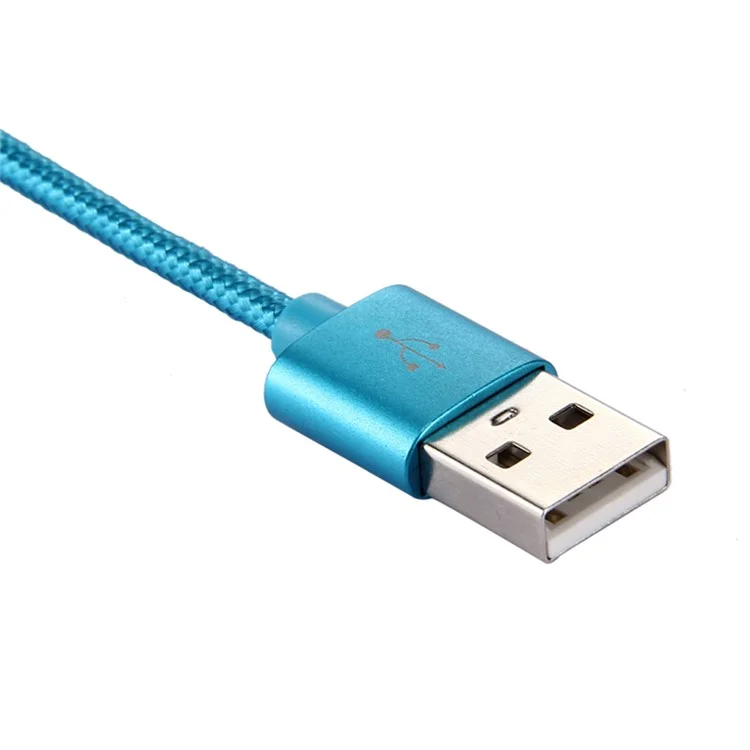 For iPhone 15 Series 1m Woven Texture Type-C USB Reversible Data Sync Cable for Samsung Note 8 / S8 / S8 Plus etc. - Blue