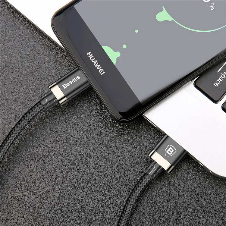 BASEUS Gold Coloren Belt Series 3A 1M USB 3.0-A to Type C Data Sync and Charge Cable for Samsung Note 8/S8/S8 Plus etc. - Gold Color / Black