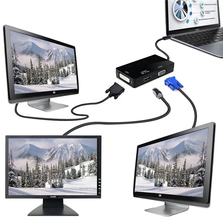 CY UC-050 Thunderbolt 3 USB-C Type-C to 4K HDMI DVI VGA HUB Multi-port Converter Cable