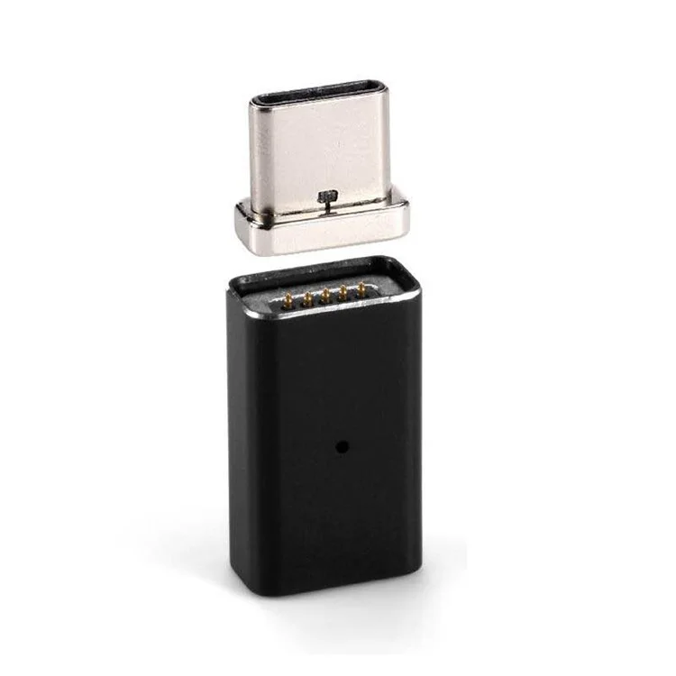 Magnetic Quick Connect Type-C Adapter Converter for Type-C Data Sync Charge Cable - Black