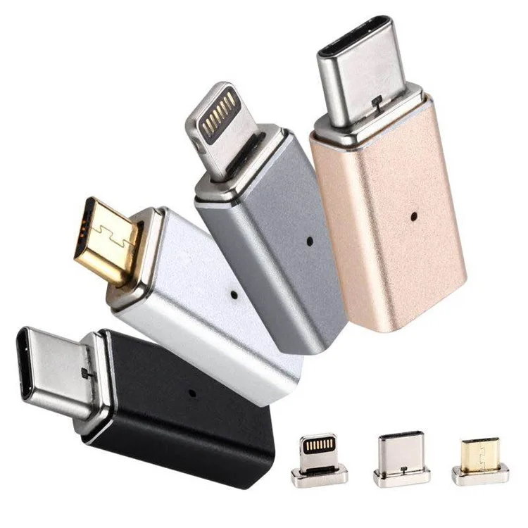 Magnetic Quick Connect Type-C Adapter Converter for Type-C Data Sync Charge Cable - Black