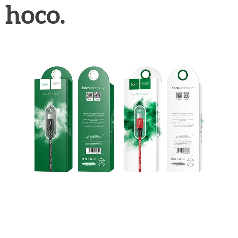 HOCO X14 High Speed 1 m Micro USB Data- og opladningskabel til Samsung LG Sony Huawei - Rød