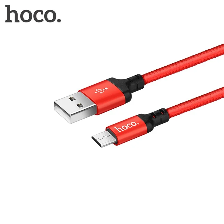 HOCO X14 2M 1.7A Micro USB Carga Cable de Datos para Samsung LG Sony Huawei - Rojo