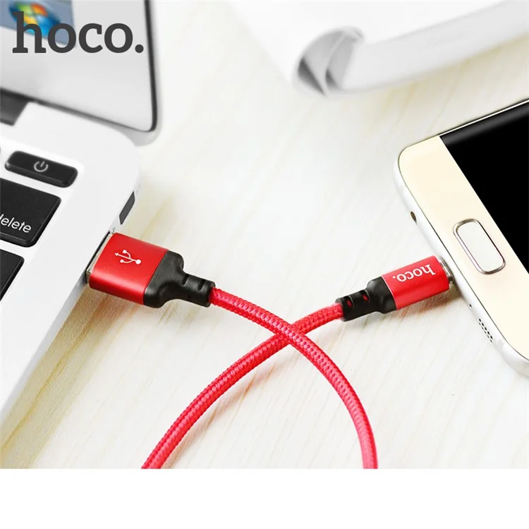 HOCO X14 2M 1.7A Micro USB Carga Cable de Datos para Samsung LG Sony Huawei - Rojo