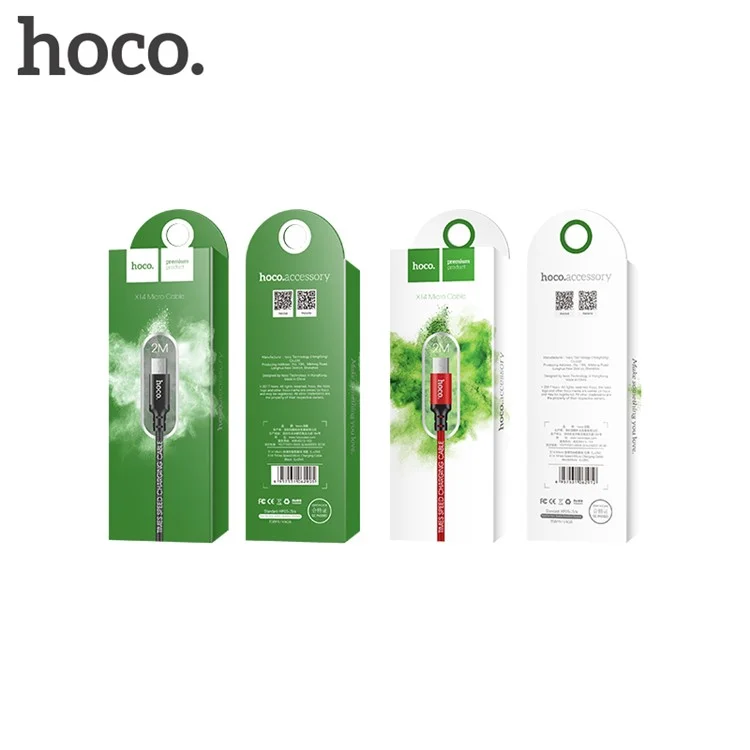 HOCO X14 2M 1.7A Micro USB Carga Cable de Datos para Samsung LG Sony Huawei - Rojo