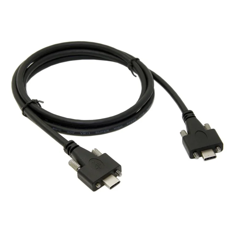 1.2M USB 3.1 Type-C Dual Screw Locking to Locking USB-C 10Gbps Data Cable Panel Mount Type
