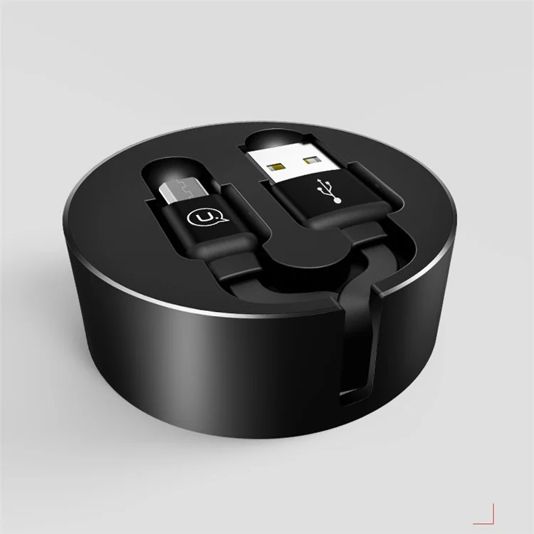 USAMS US-SJ163 Micro USB Tape Measure Retractable USB Cable for Huawei Samsung - Black