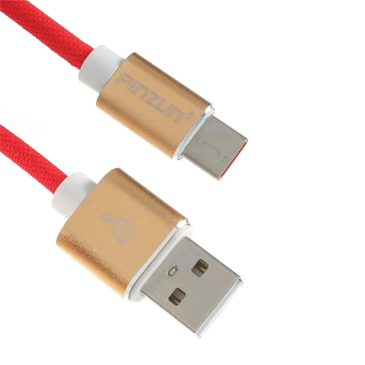 PINZUN MX-002 Type-C 1M Reversible Charging Data Cord for Samsung HTC LG Huawei - Red