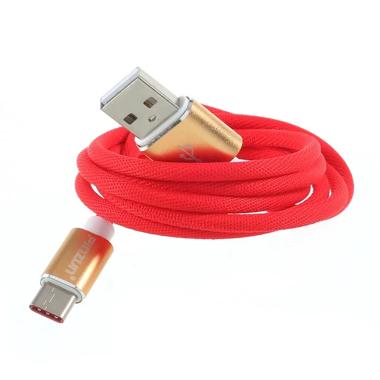 PINZUN MX-002 Type-C 1M Reversible Charging Data Cord for Samsung HTC LG Huawei - Red