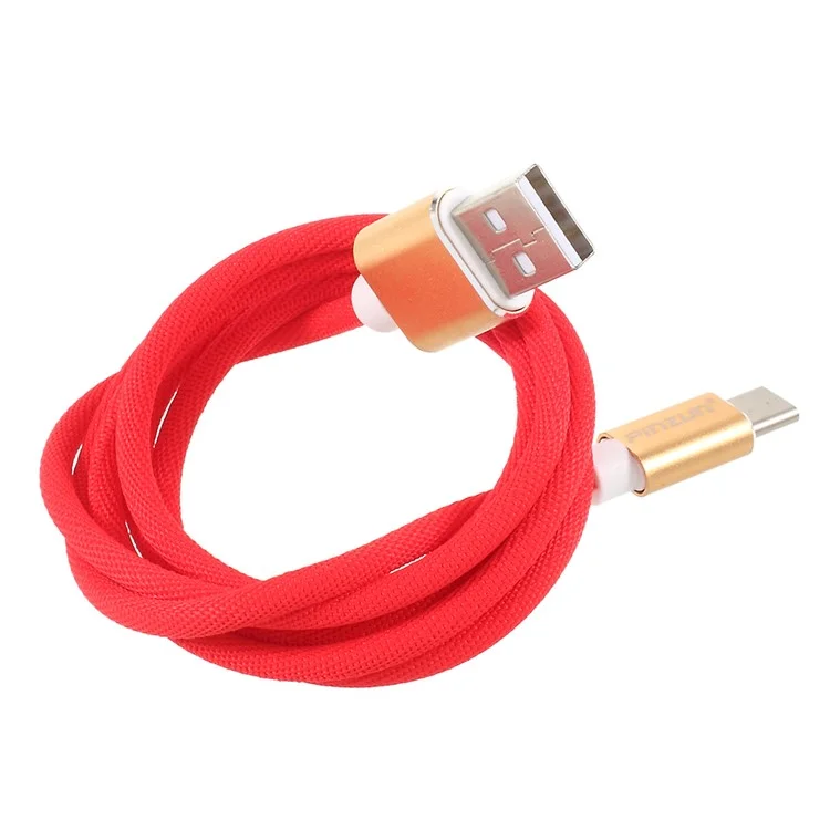 PINZUN MX-002 Type-C 1M Reversible Charging Data Cord for Samsung HTC LG Huawei - Red