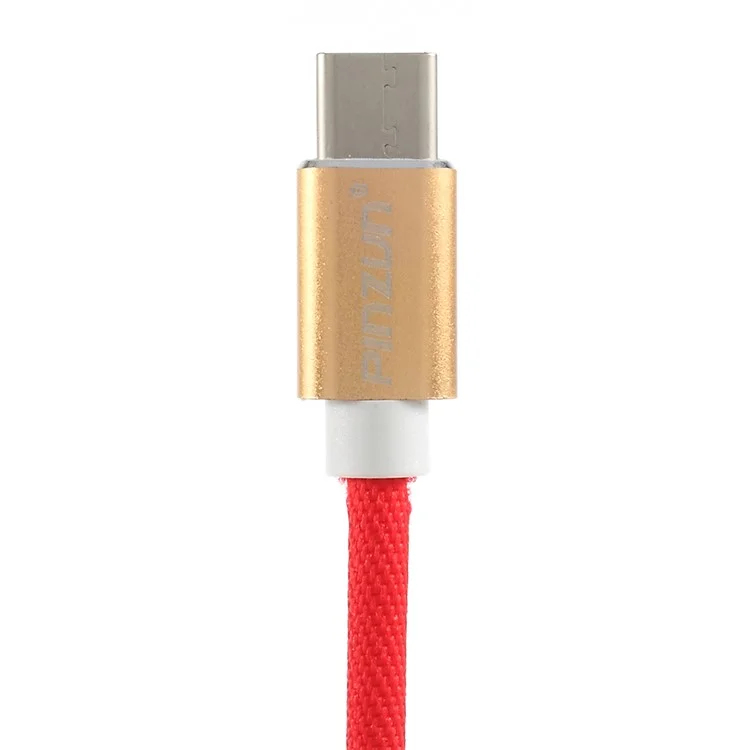 PINZUN MX-002 Type-C 1M Reversible Charging Data Cord for Samsung HTC LG Huawei - Red