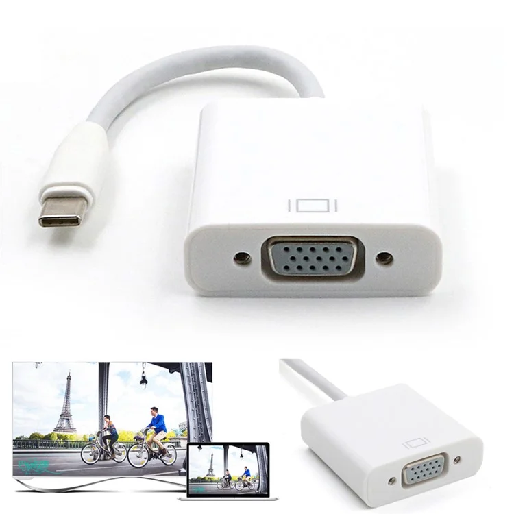 USB 3.1 Type-C Male to Female VGA + Audio Adapter VGA to Type-C Cable for Macbook