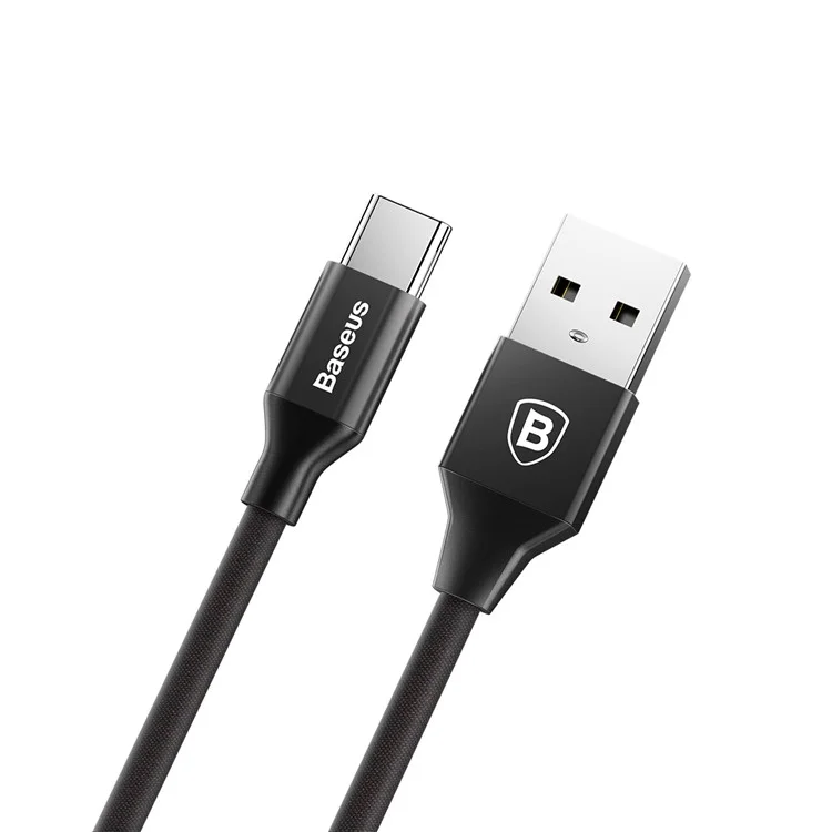 BASEUS Yiven Series 3A USB Type-C Data Sync Charge Cable for Samsung Galaxy S8/LG G6 etc. - Black