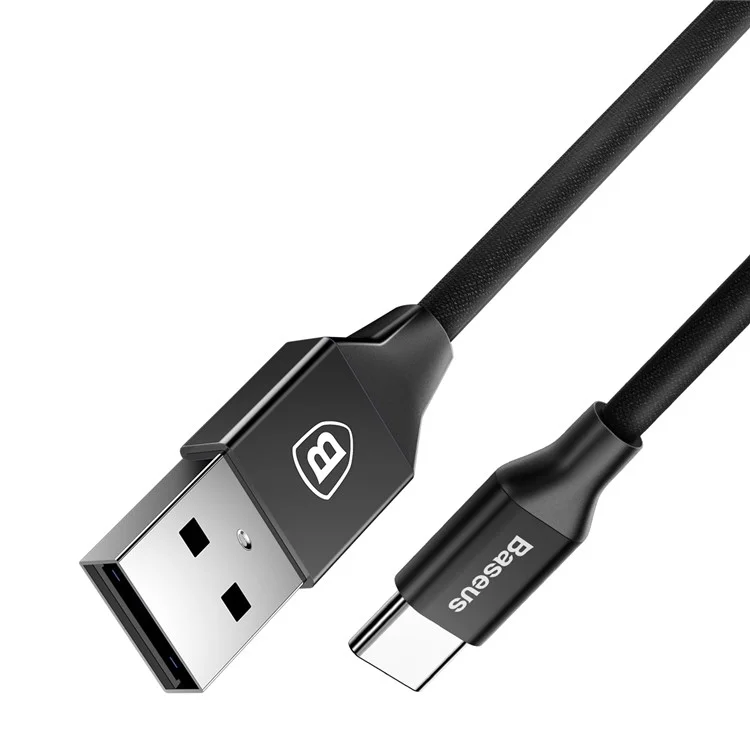 BASEUS Yiven Series 3A USB Type-C Data Sync Charge Cable for Samsung Galaxy S8/LG G6 etc. - Black
