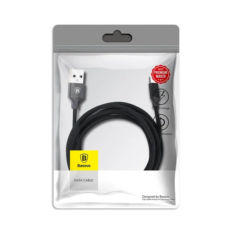 BASEUS Yiven Series 3A USB Type-C Data Sync Charge Cable for Samsung Galaxy S8/LG G6 etc. - Black