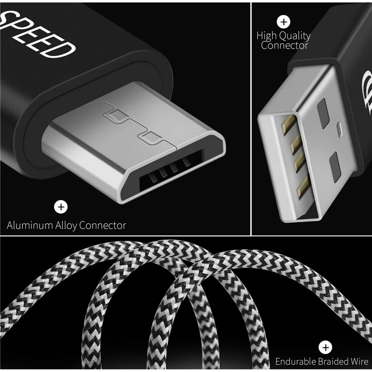 0.25M DUX DUCIS K-ONE Series Woven Pattern Micro USB Sync Data Charging Cable for Samsung HTC Huawei