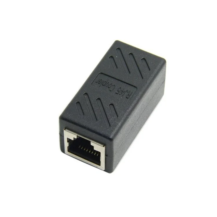 CY CA-028 CAT6 RJ45 Female to Female LAN Connector Ethernet Network Cable Extension Adapter with Shield - Black