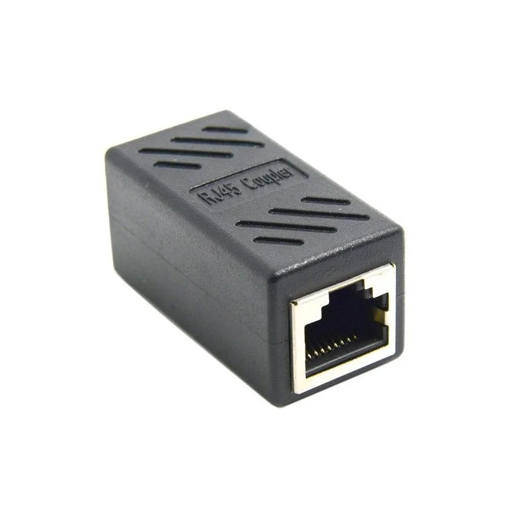 CY CA-028 CAT6 RJ45 Female to Female LAN Connector Ethernet Network Cable Extension Adapter with Shield - Black