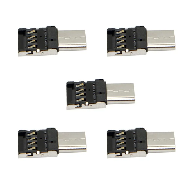 5Pcs/Set CY UC-053 Ultra Mini Type-C to USB 2.0 OTG Adapter for Cell Phone Tablet & USB Cable & Flash Disk