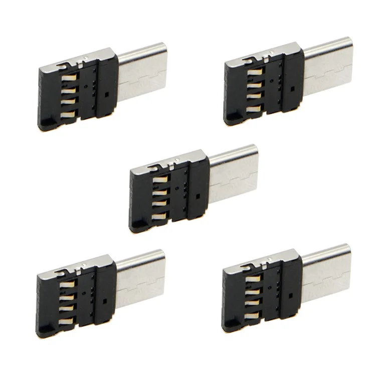 5Pcs/Set CY UC-053 Ultra Mini Type-C to USB 2.0 OTG Adapter for Cell Phone Tablet & USB Cable & Flash Disk