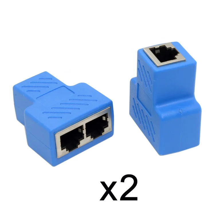 2Pcs/Set Cat6 RJ45 8P8C Plug To Dual RJ45 Splitter Network Ethernet Patch Cord Adapter