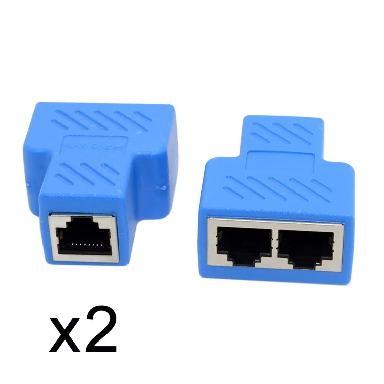 2Pcs/Set Cat6 RJ45 8P8C Plug To Dual RJ45 Splitter Network Ethernet Patch Cord Adapter