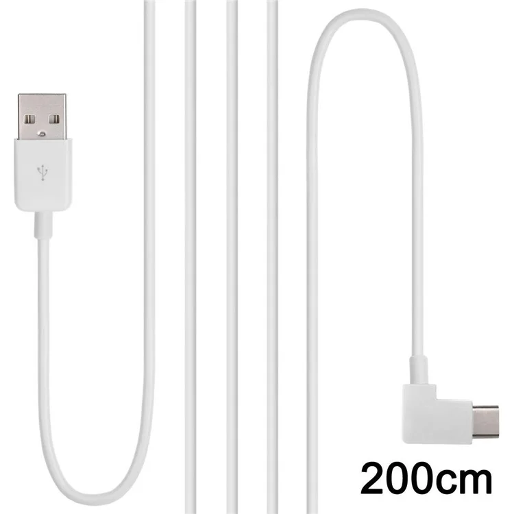 CY UC-011 90 Degree Right Angled 2M USB 3.1 Type C Male to USB 2.0 Male Cable - White