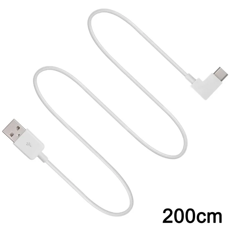 CY UC-011 90 Degree Right Angled 2M USB 3.1 Type C Male to USB 2.0 Male Cable - White