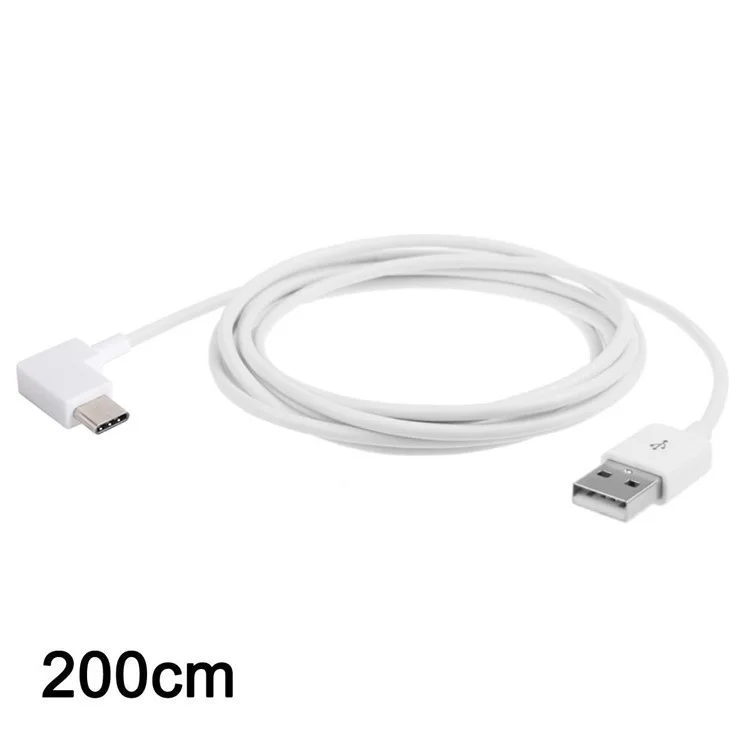 CY UC-011 90 Degree Right Angled 2M USB 3.1 Type C Male to USB 2.0 Male Cable - White