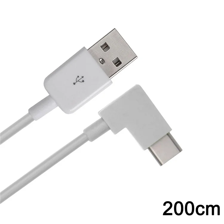CY UC-011 90 Degree Right Angled 2M USB 3.1 Type C Male to USB 2.0 Male Cable - White