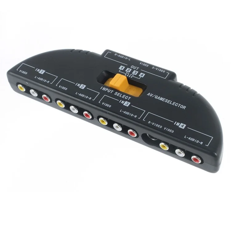 4-Way Audio Video Switch Selector Box Splitter with RCA Cable
