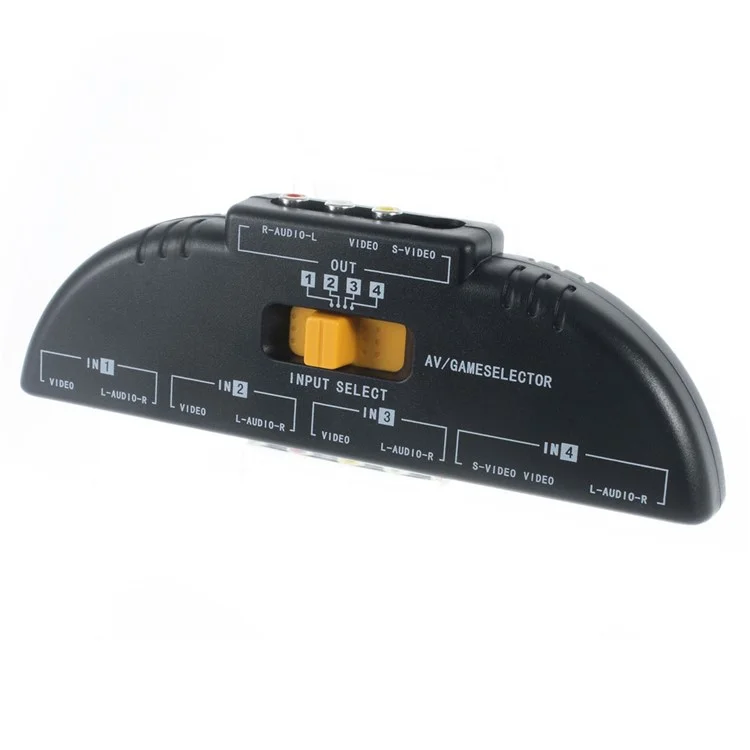 4-Way Audio Video Switch Selector Box Splitter with RCA Cable