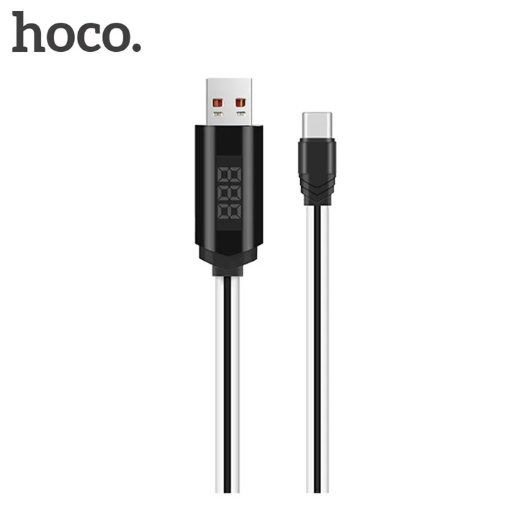 HOCO U29 LED Dislayed Timing Type-C Charging Cable for Huawei Samsung - White