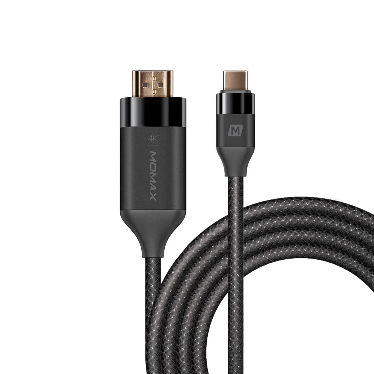 MOMAX Woven Texture USB-C USB 3.1 Type-C Male to HDMI Male 4K Ultra-HD Cable 2m - Black