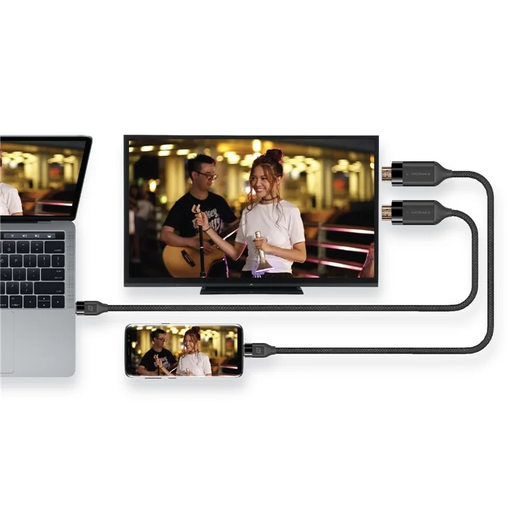 MOMAX Woven Texture USB-C USB 3.1 Type-C Male to HDMI Male 4K Ultra-HD Cable 2m - Black
