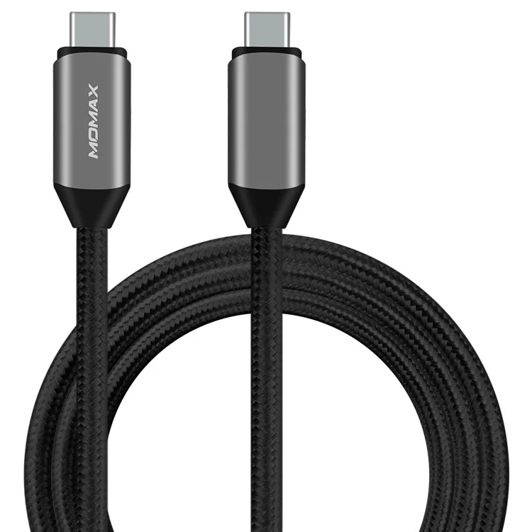 MOMAX Woven Texture Type-C Male to Type-C Male PD Cable 1m for Macbook Pro, Google Chromebook etc. - Black