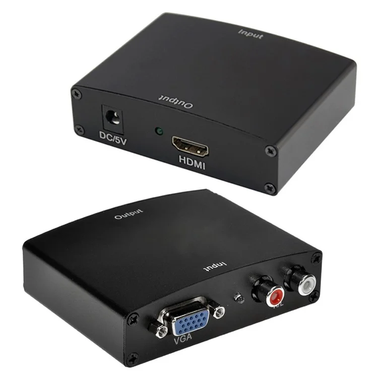 HDMI to VGA Converter with R/L Audio Converter Support 1080P HD - EU Plug