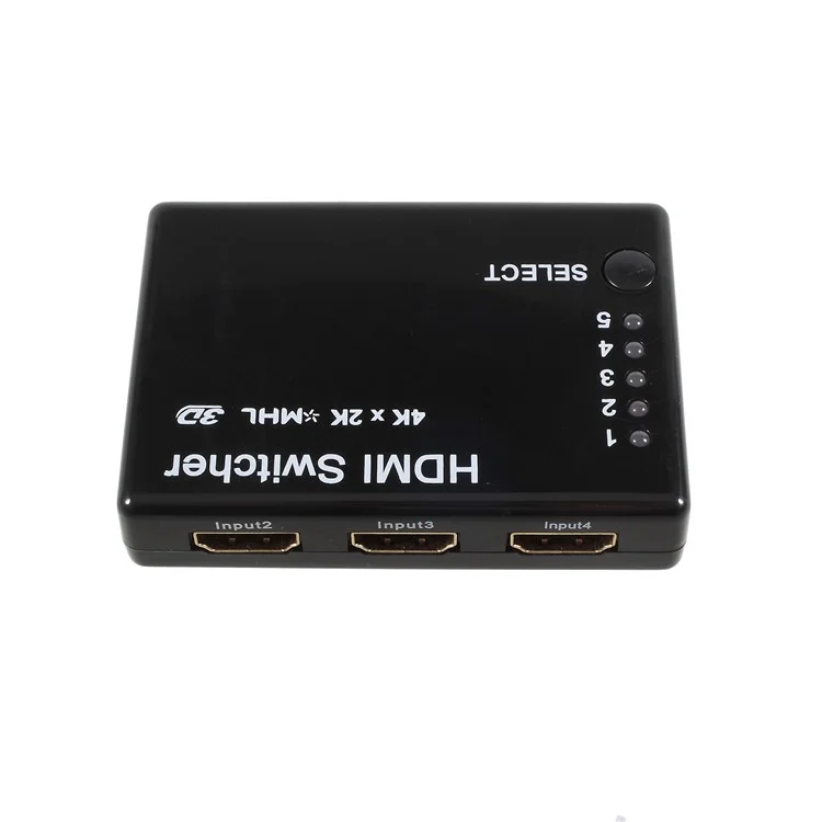 5-Port Inputs 1 Output 4K x 2K HDMI/MHL Dual Mode Switcher with IR Remote Control