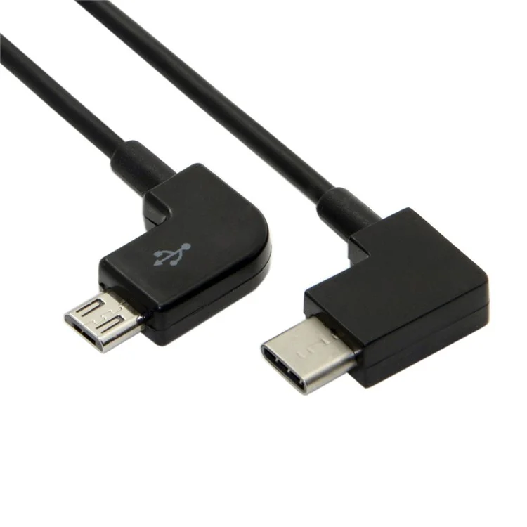 Cable de datos tipo codo CY UC-055 Controlador remoto Type-C a micro USB izquierdo angular para accesorios RC de DJI Mavic Pro Platinum Mavic Pro