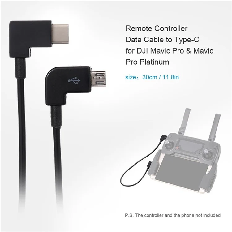 Cable de datos tipo codo CY UC-055 Controlador remoto Type-C a micro USB izquierdo angular para accesorios RC de DJI Mavic Pro Platinum Mavic Pro