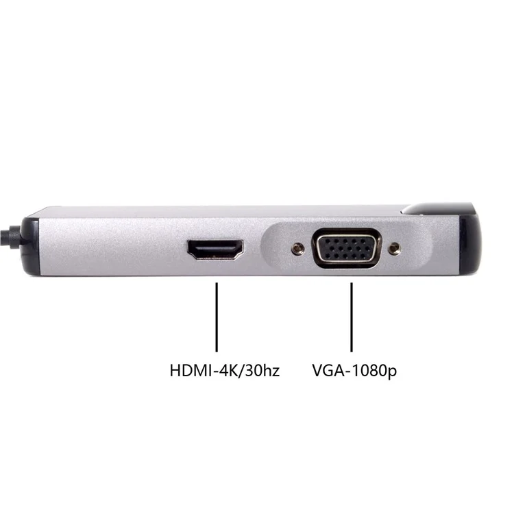 CY UC-059 8-in-1 USB-C Multi-port Adapter Type-C Hub with USB3.0 x 2 + HDMI + VGA + SD/TF + Gigabit Ethernet + Type-C Charging Port