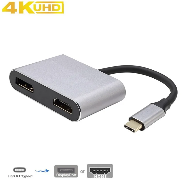 CY UC-056 Type-C to HDMI + DP Adapter USB-C Hub