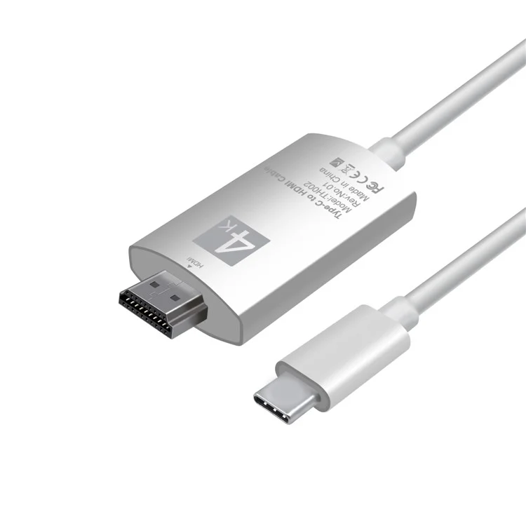 Support 4K USB Type-C to HDMI 2M Cable for for Samsung Galaxy S8/S8+/Note 8 LG G5 etc. - Silver Color