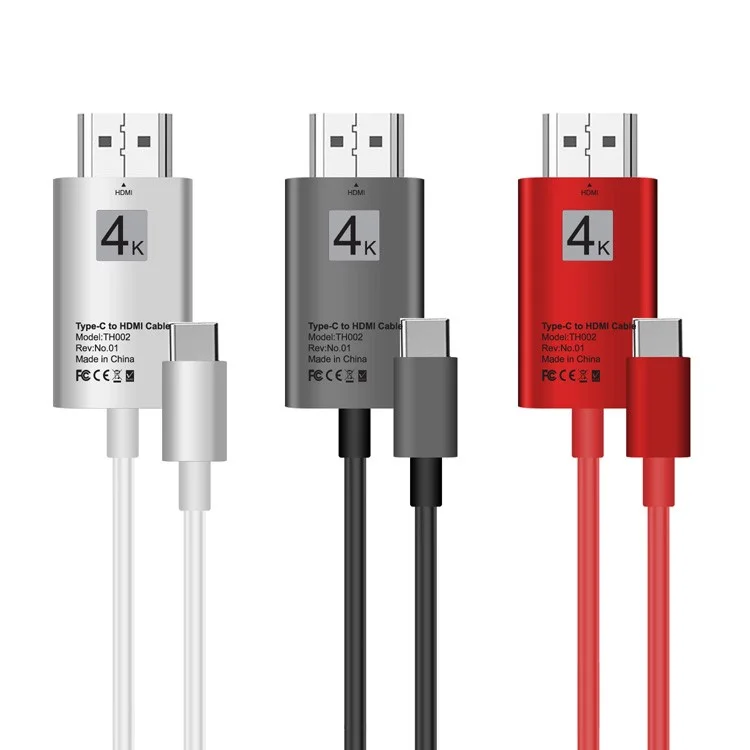 Support 4K USB Type-C to HDMI 2M Cable for for Samsung Galaxy S8/S8+/Note 8 LG G5 etc. - Silver Color