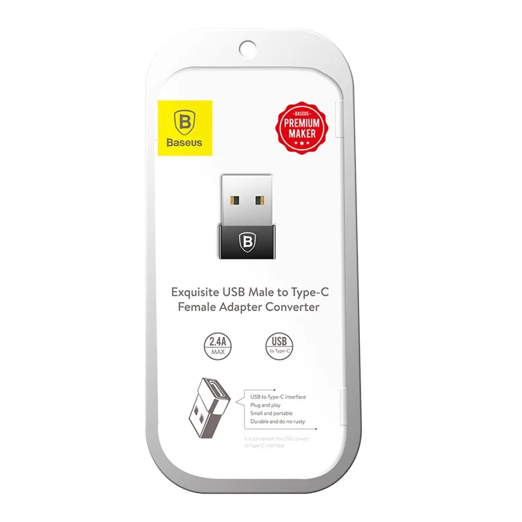 BASEUS USB Male to Type-c Female 2.4A Mini Adapter Converter - Black